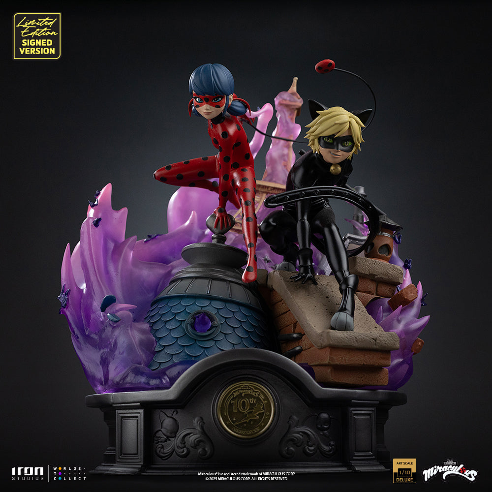 Pre-Order - Statue Lady Bug and Cat Noir - Miraculous 10th Anniversary Signed Edition - Deluxe Art Scale 1/10 - Iron Studios
