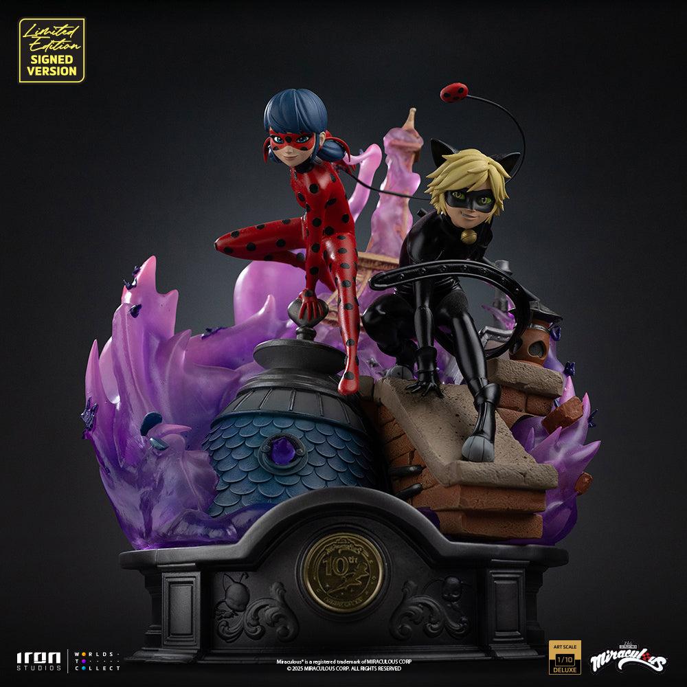 Pre-Order - Statue Ladybug and Cat Noir - Miraculous 10th Anniversary Signed Edition - Deluxe Art Scale 1/10 - Iron Studios