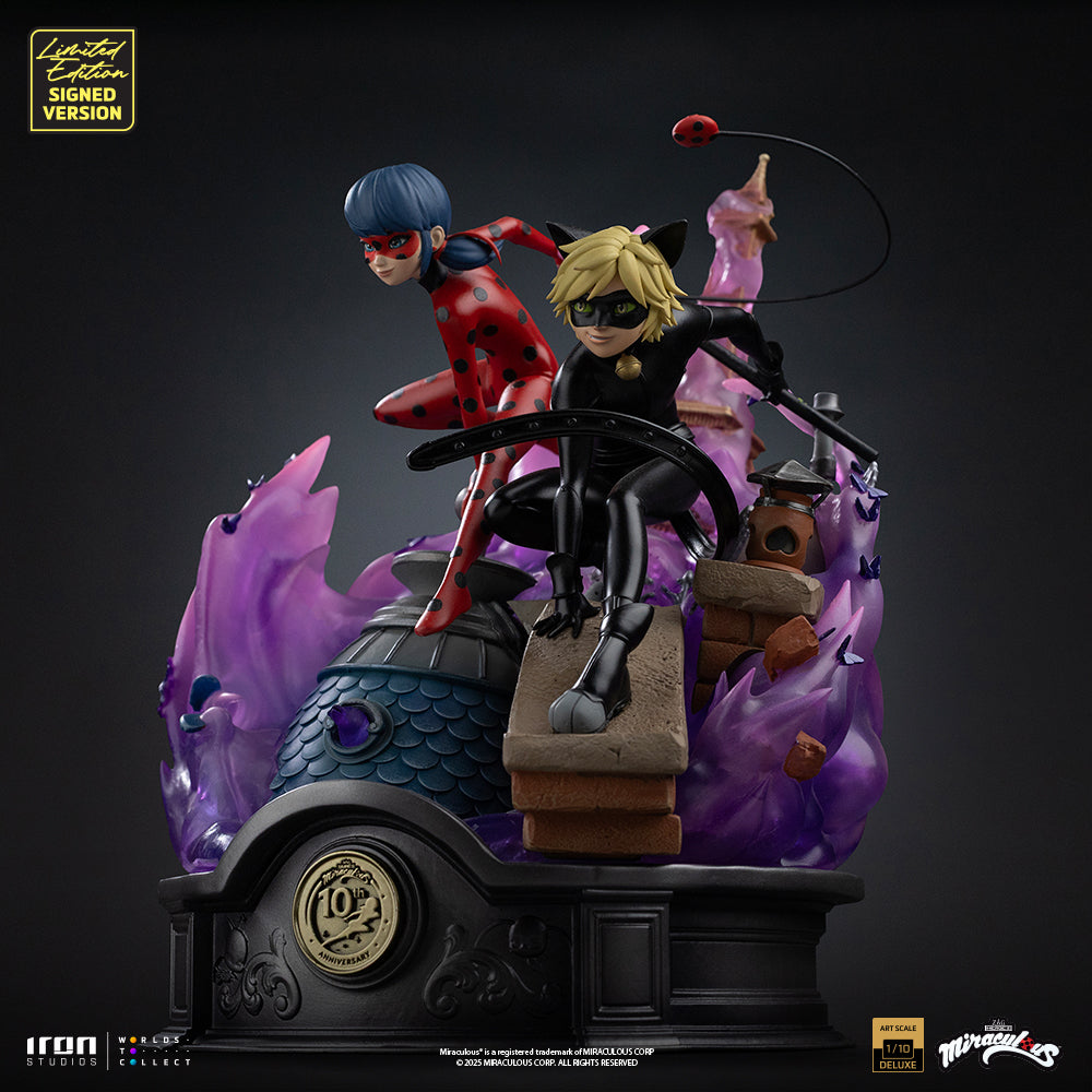 Pre-Order - Statue Lady Bug and Cat Noir - Miraculous 10th Anniversary Signed Edition - Deluxe Art Scale 1/10 - Iron Studios