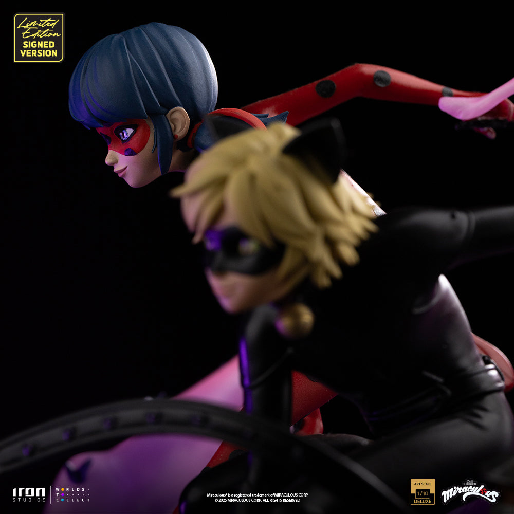Pre-Order - Statue Lady Bug and Cat Noir - Miraculous 10th Anniversary Signed Edition - Deluxe Art Scale 1/10 - Iron Studios