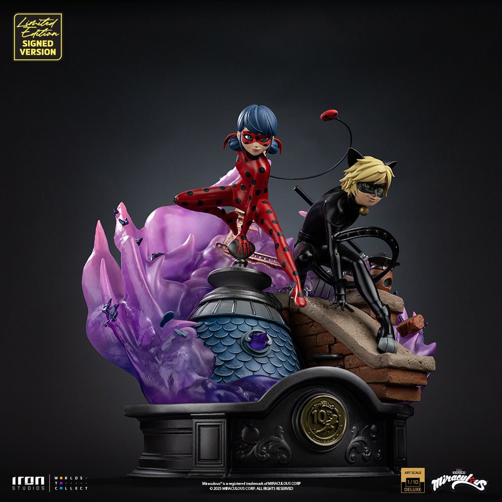 Pre-Order - Statue Ladybug and Cat Noir - Miraculous 10th Anniversary Signed Edition - Deluxe Art Scale 1/10 - Iron Studios