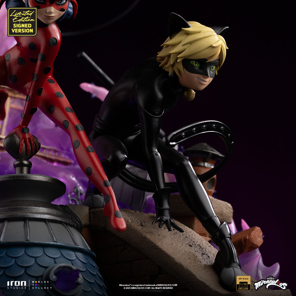 Pre-Order - Statue Lady Bug and Cat Noir - Miraculous 10th Anniversary Signed Edition - Deluxe Art Scale 1/10 - Iron Studios