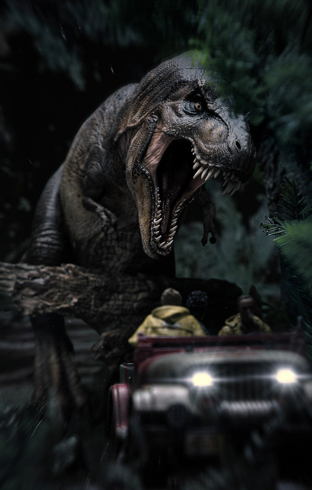 Statue T-Rex Chase - Jurassic Park - Demi Art Scale 1/20 - Iron Studios