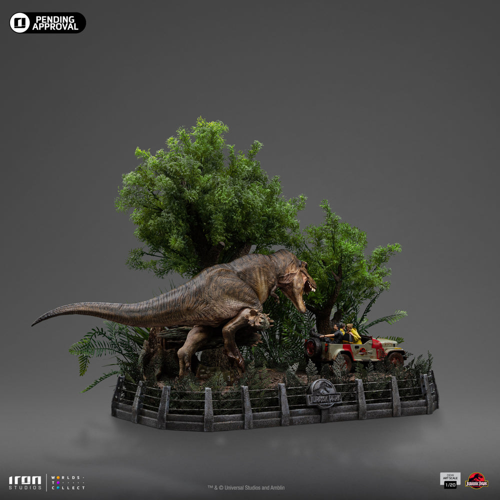 Statue T-Rex Chase - Jurassic Park - Demi Art Scale 1/20 - Iron Studios