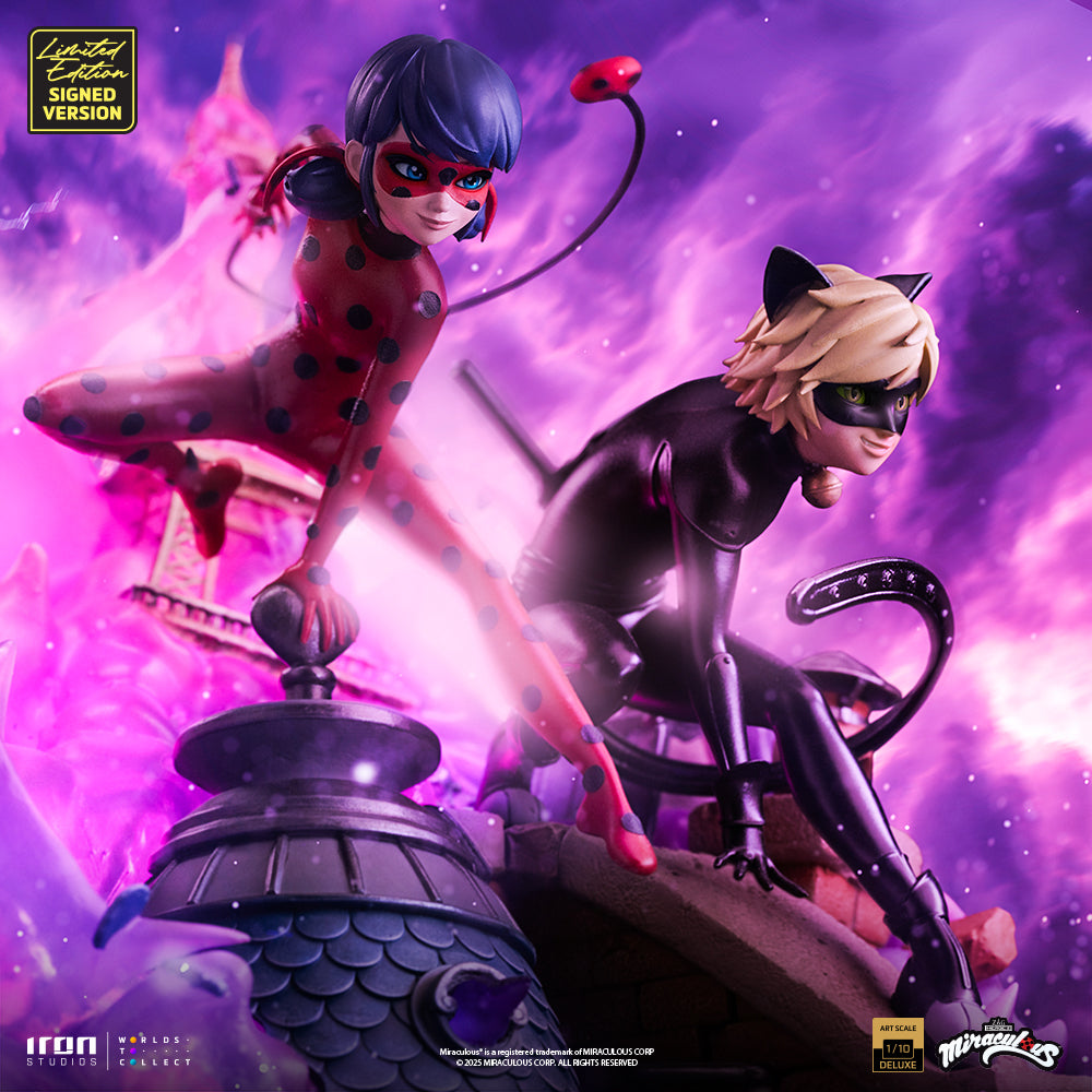 Pre-Order - Statue Lady Bug and Cat Noir - Miraculous 10th Anniversary Signed Edition - Deluxe Art Scale 1/10 - Iron Studios