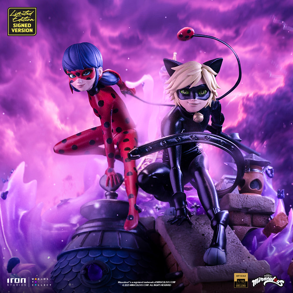Pre-Order - Statue Lady Bug and Cat Noir - Miraculous 10th Anniversary Signed Edition - Deluxe Art Scale 1/10 - Iron Studios